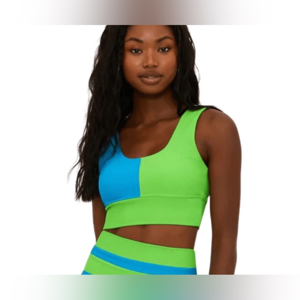 Beach Riot Carina Tank-Support Top Palm Green Colorblock Size Small (NWOT)